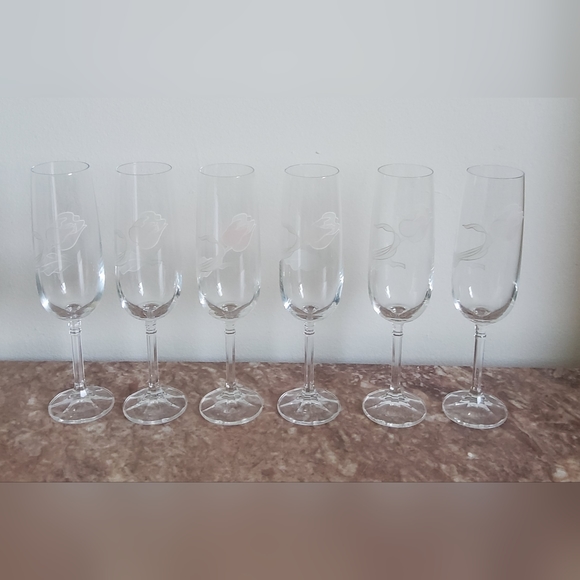 Vintage Bohemia Clear Crystal Champagne Glasses set of 6 - Picture 4 of 5